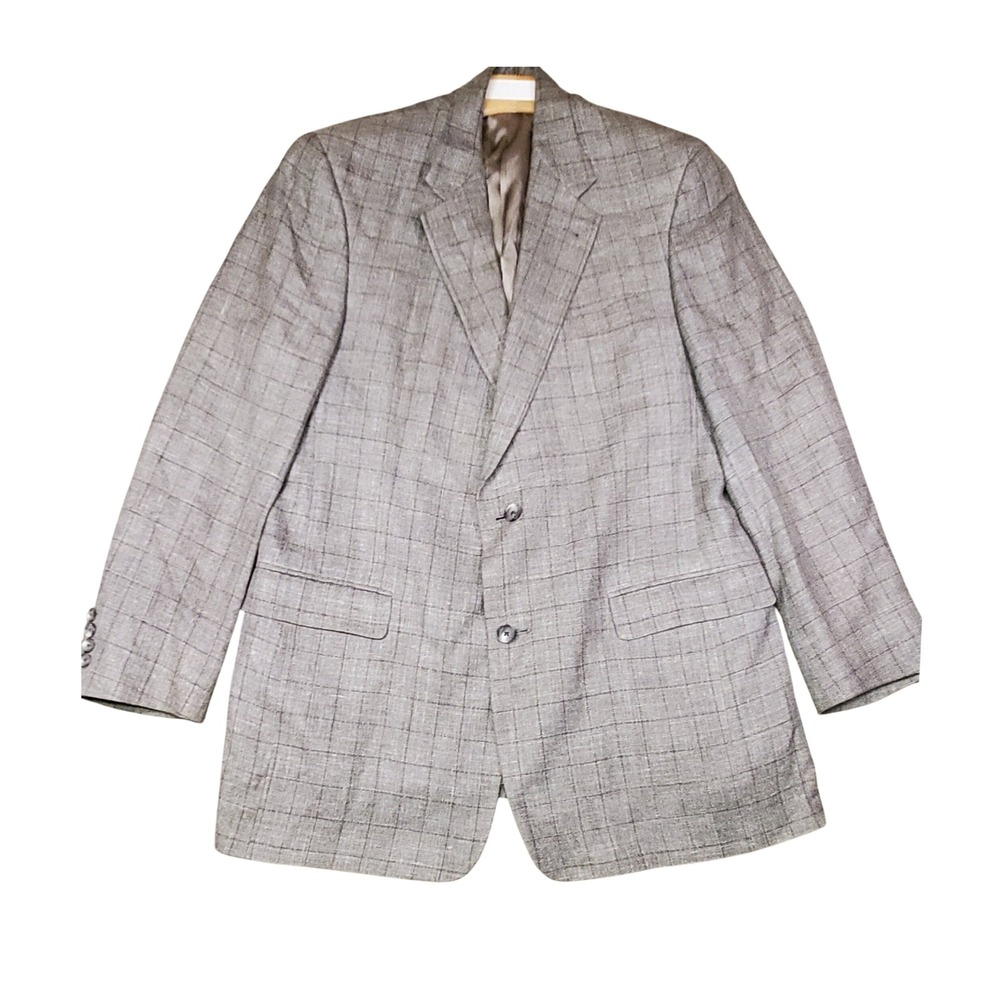 Burberry Mens 42L Vintage Glen Plaid Sport Coat Blazer Brown Tan Made in USA